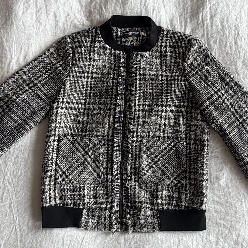 Karl Lagerfeld Monochrome Tweed Jacket